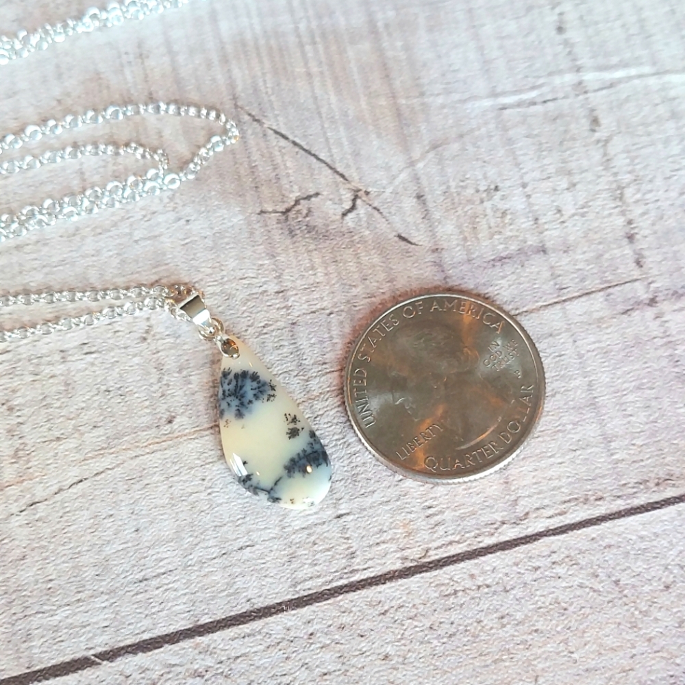 Dendrite Opal Necklace Natural Gemstone Pendant - Picture 5 of 5